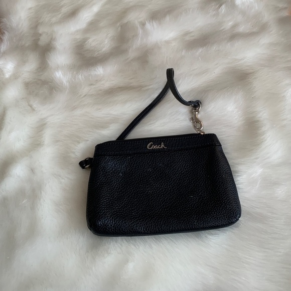 Coach Black‎ Leather Wristlet, GUC - Picture 1 of 5
